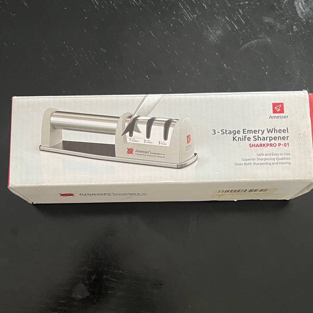 Silver 3-Stage Emery Wheel Knife Sharpener